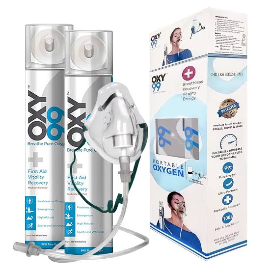 This is a Portable Oxygen Cylinder with Mask