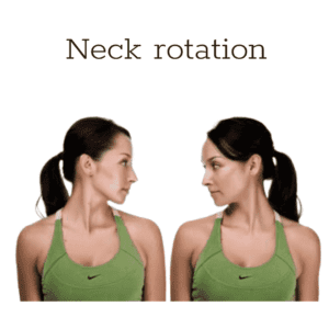 A women doing neck rotation exercises for dentists